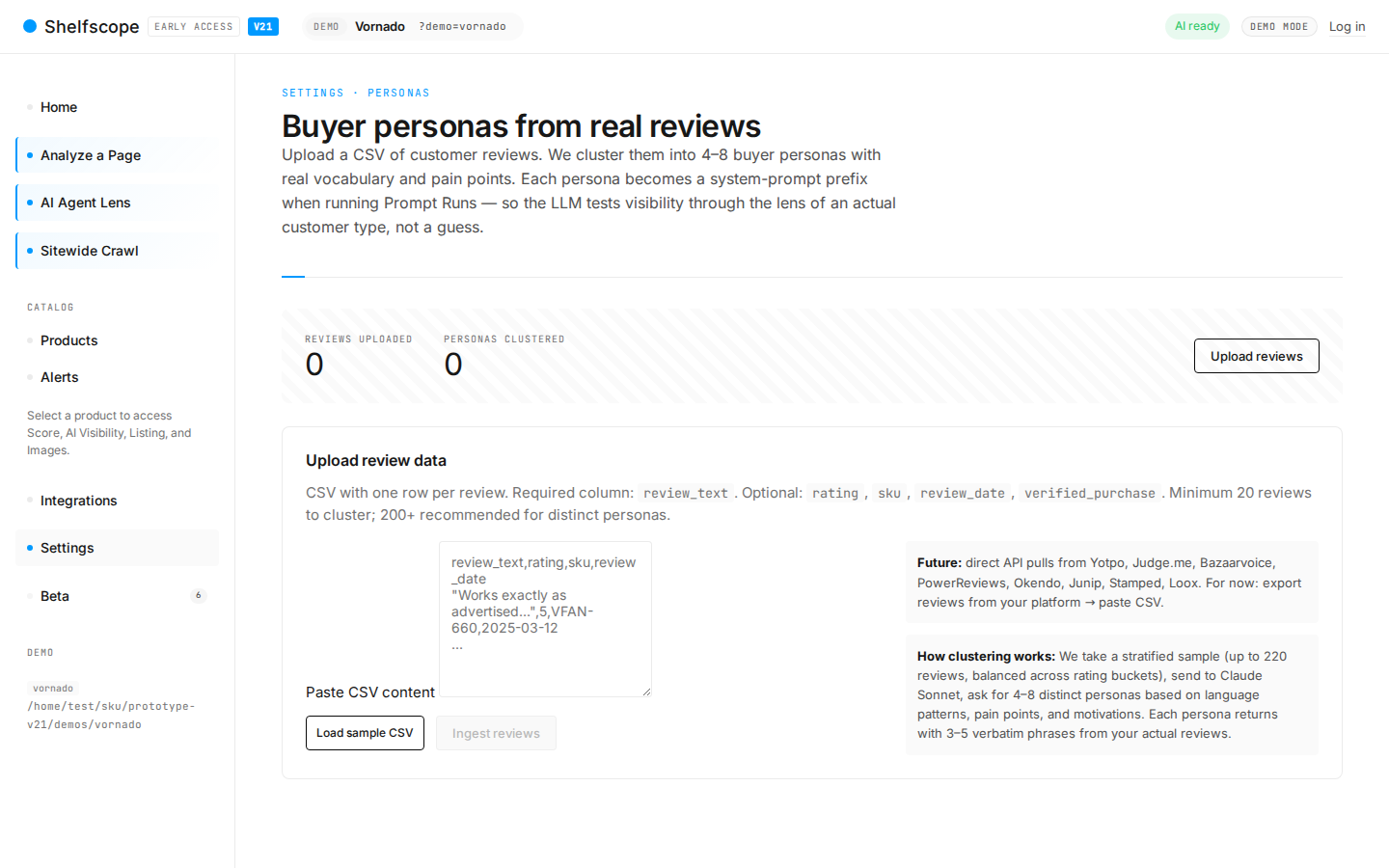 Run audits as different shopper personas to surface gap differences.